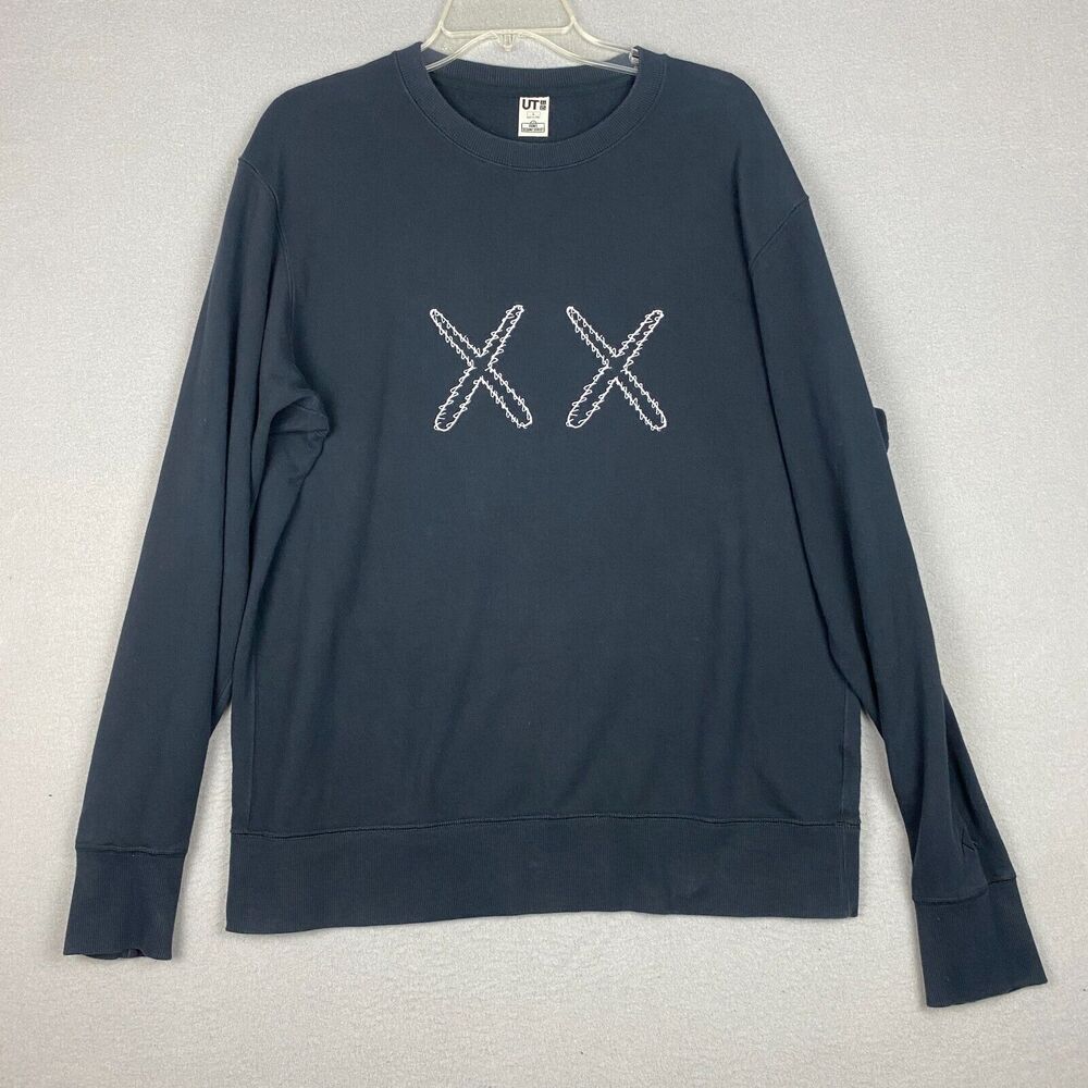 Uniqlo Mens Size Large Kaws x Sesame Street Sweatshirt Black Cotton 341-416115